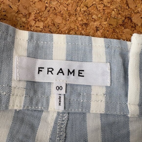Frame Striped Casual Linen Blend Paperbag Shorts, size 00 - Picture 4 of 4